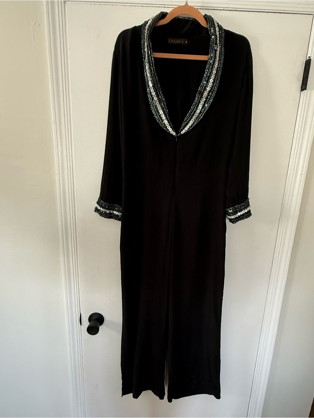Black Sequin-Trim elegant Jumpsuit by Carolina K